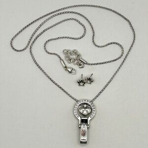 Brighton Heart Pendant Necklace Long Chain Crystal Star Stud Earrings Set